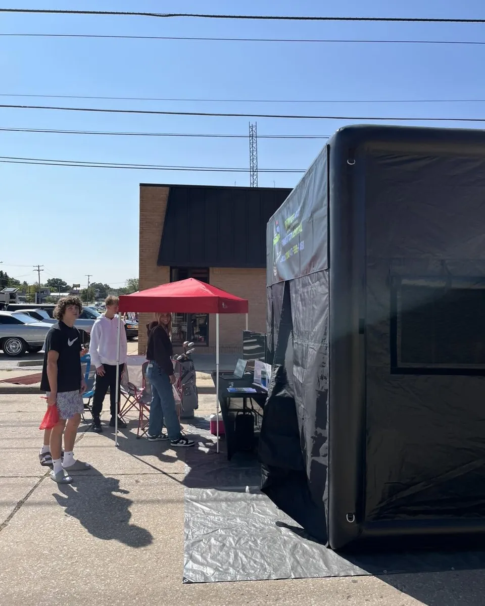 A second view of Infinite Golf's mobile simulator at Bolivar Country Days