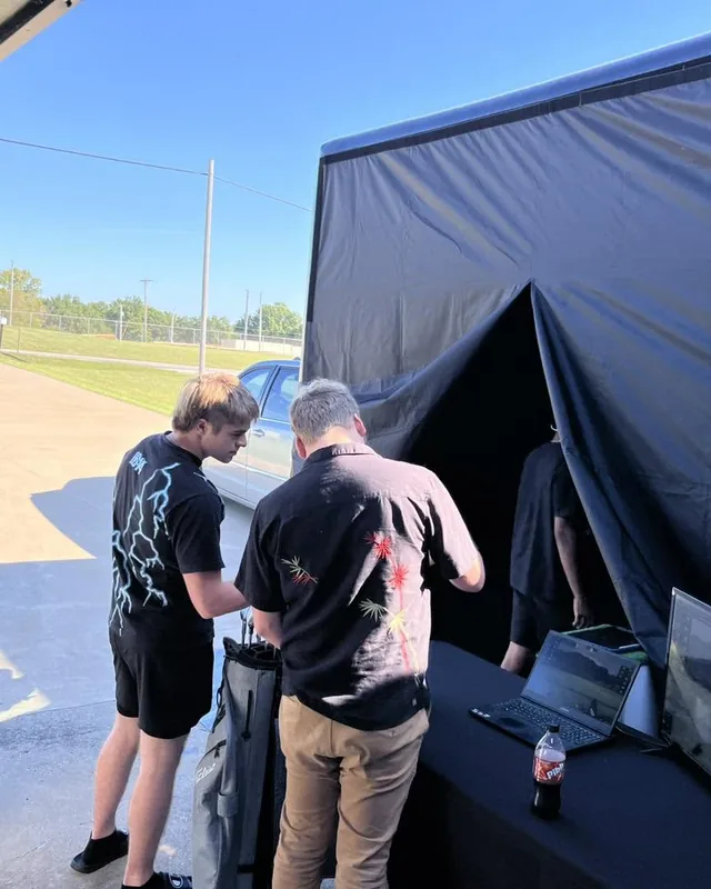 Infinite Golf simulator setup at a bachelor party in Macon, Missouri.